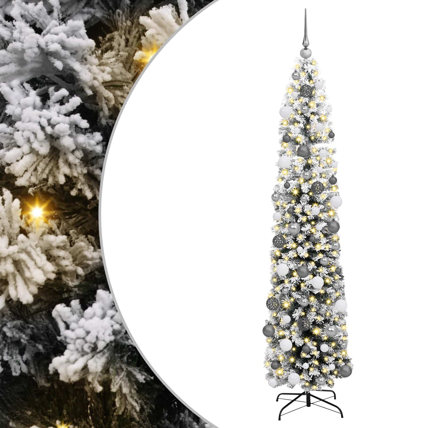 Kunstig juletre med 300 LED grønn 180 cm PVC og stål og plast