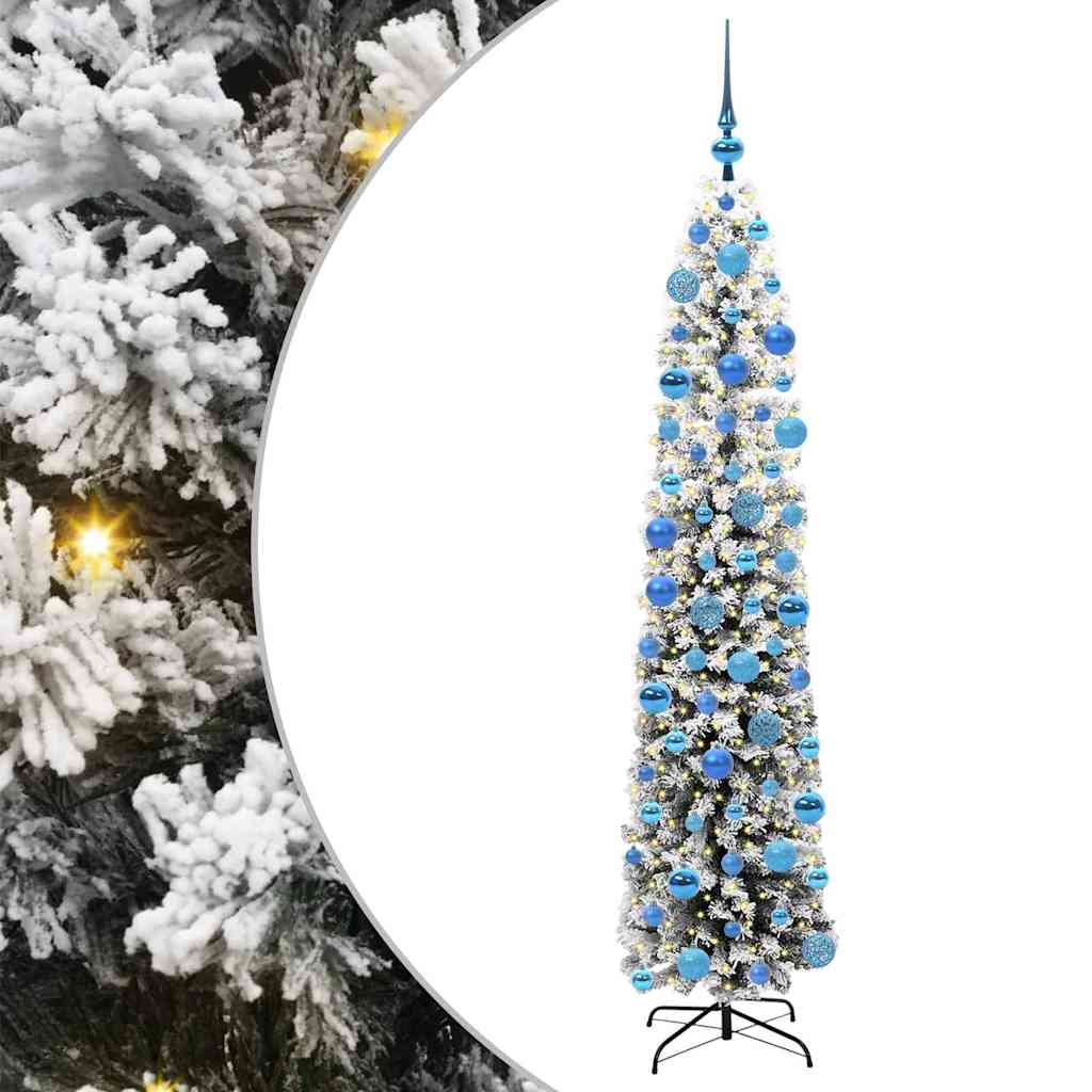 Kunstig juletre med 300 LED grønn 180 cm PVC og stål og plast