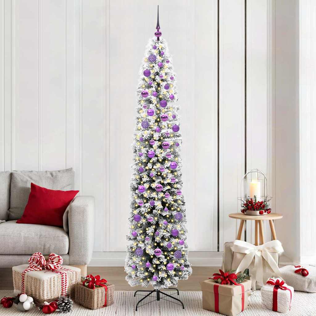 Kunstig juletre med 300 LED grønn 210 cm PVC og stål og plast