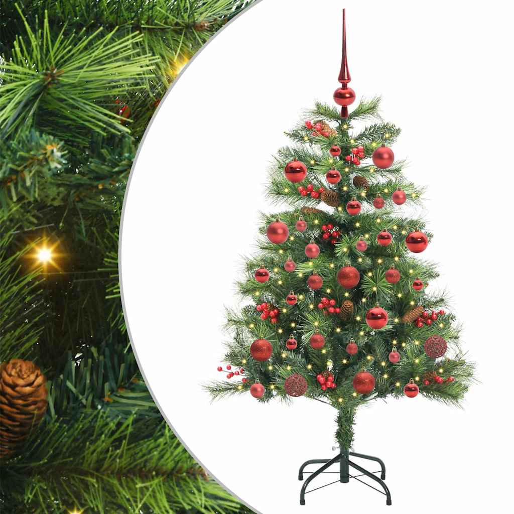 Kunstig juletre med LED -stripelys grønn 150 cm PVC og metall