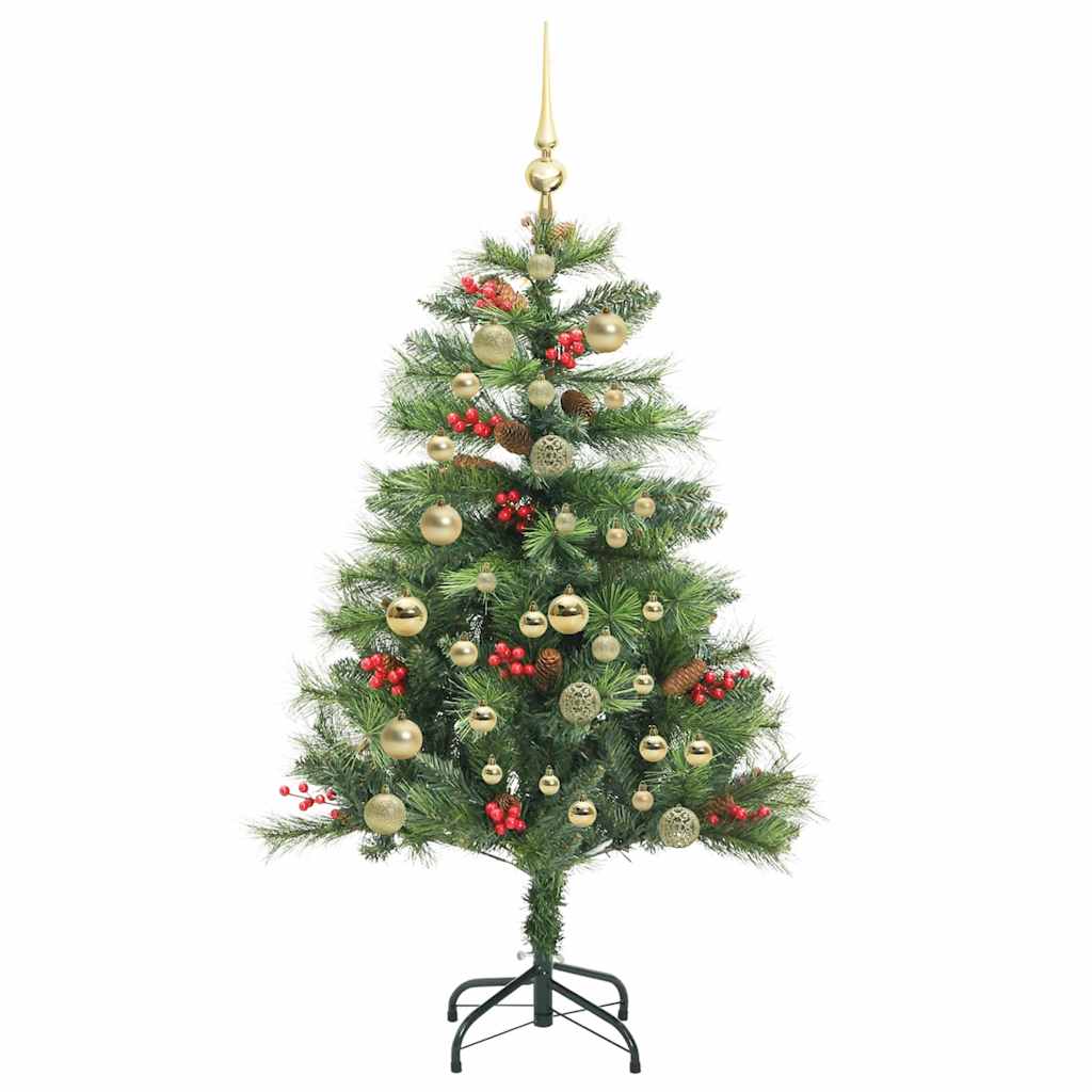 Kunstig juletre med LED -stripelys grønn 150 cm PVC og metall
