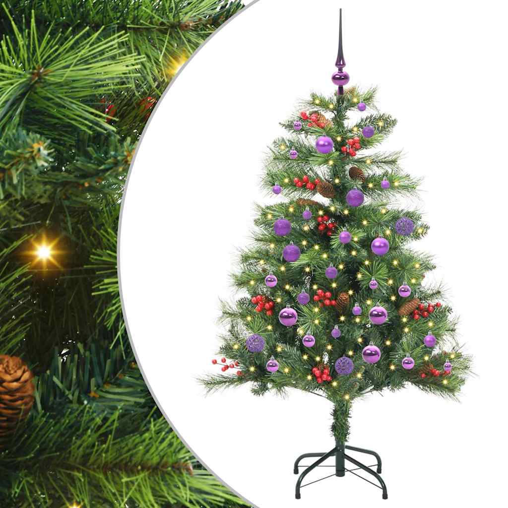 Kunstig juletre med LED -stripelys grønn 150 cm PVC og metall