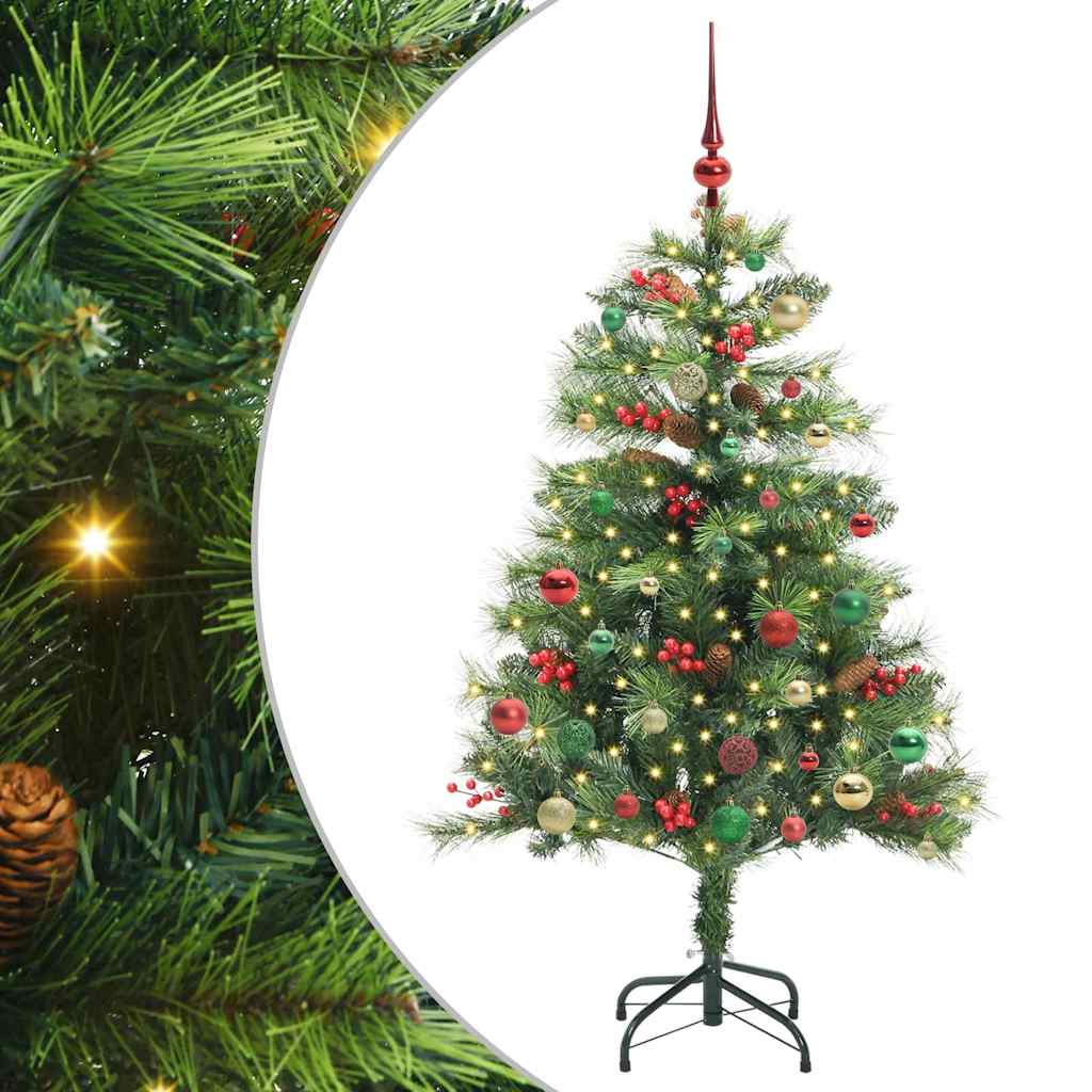 Kunstig juletre med LED -stripelys grønn 150 cm PVC og metall
