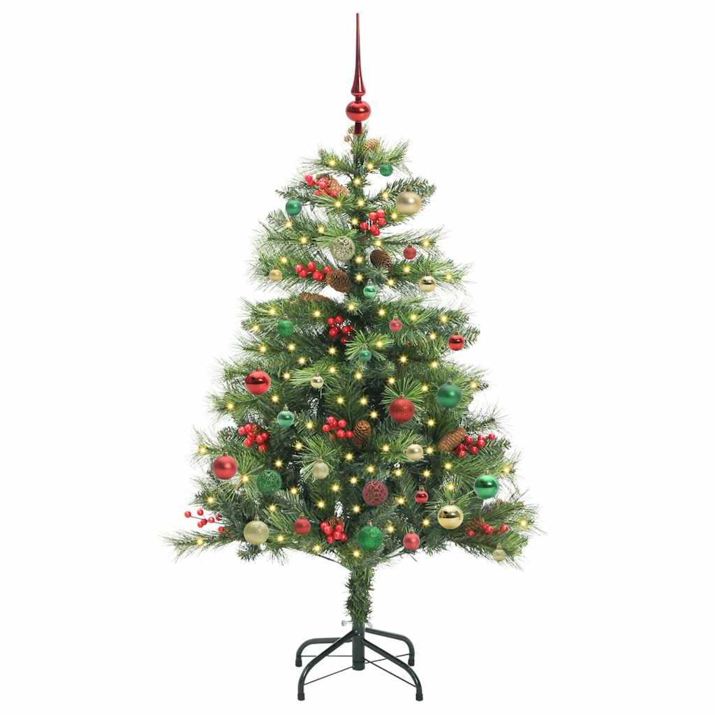 Kunstig juletre med LED -stripelys grønn 150 cm PVC og metall