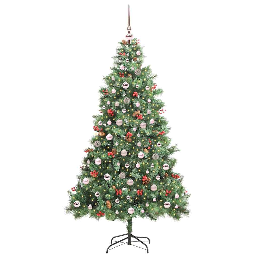 Kunstig juletre med LED -stripelys grønn 210 cm PVC og metall