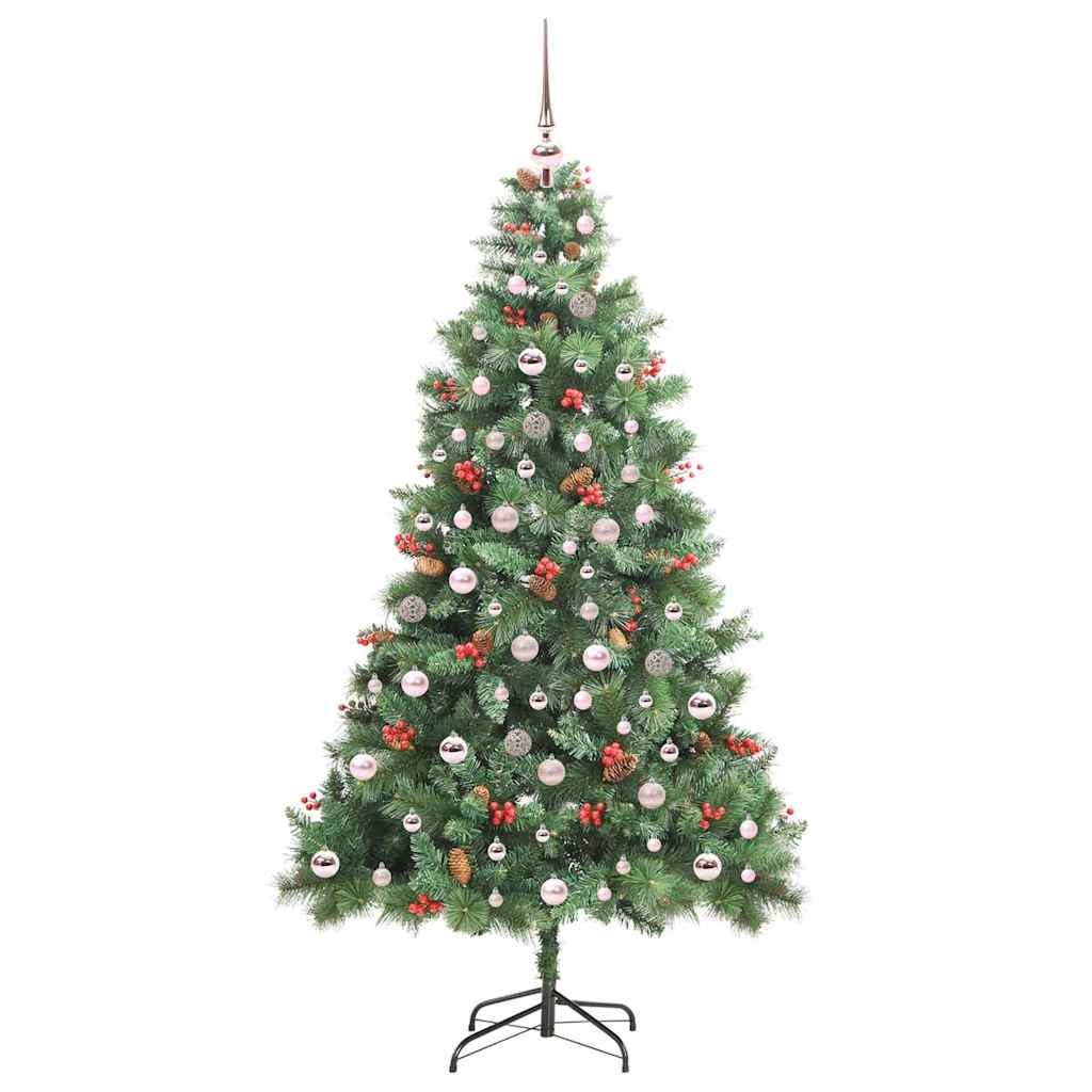 Kunstig juletre med LED -stripelys grønn 210 cm PVC og metall