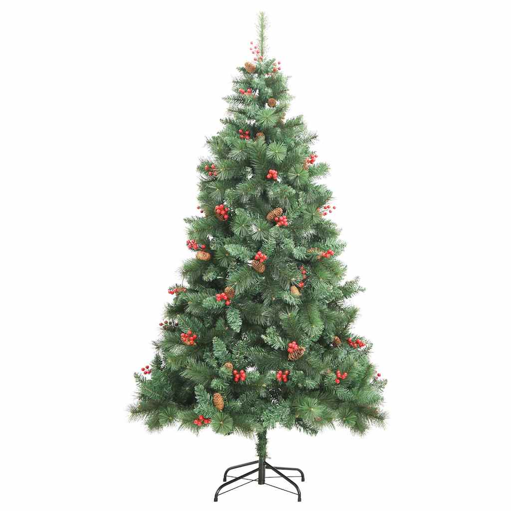 Kunstig juletre med LED -stripelys grønn 210 cm PVC og metall
