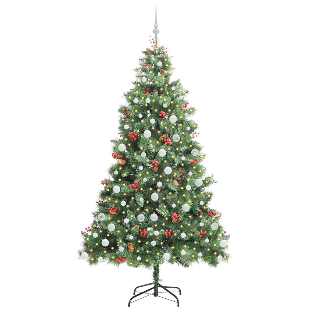 Kunstig juletre med LED -stripelys grønn 210 cm PVC og metall