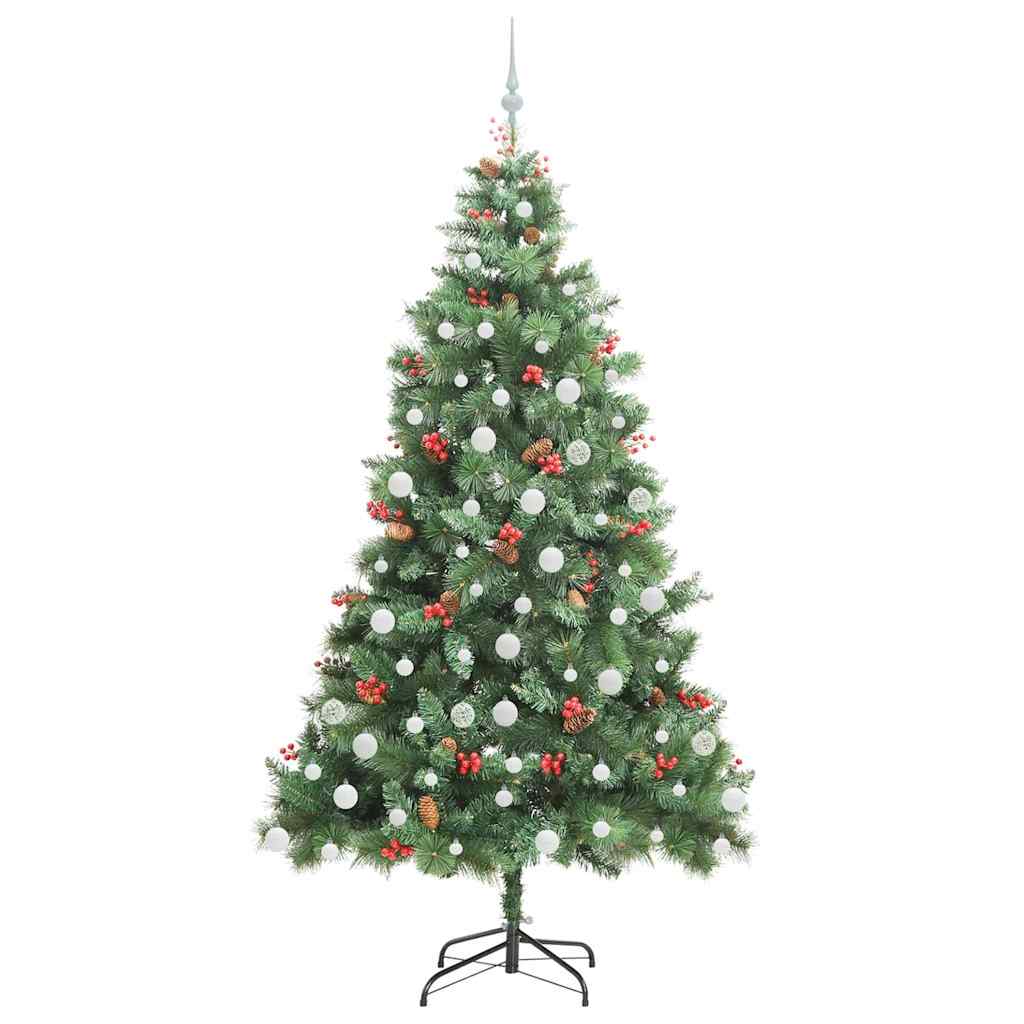 Kunstig juletre med LED -stripelys grønn 210 cm PVC og metall