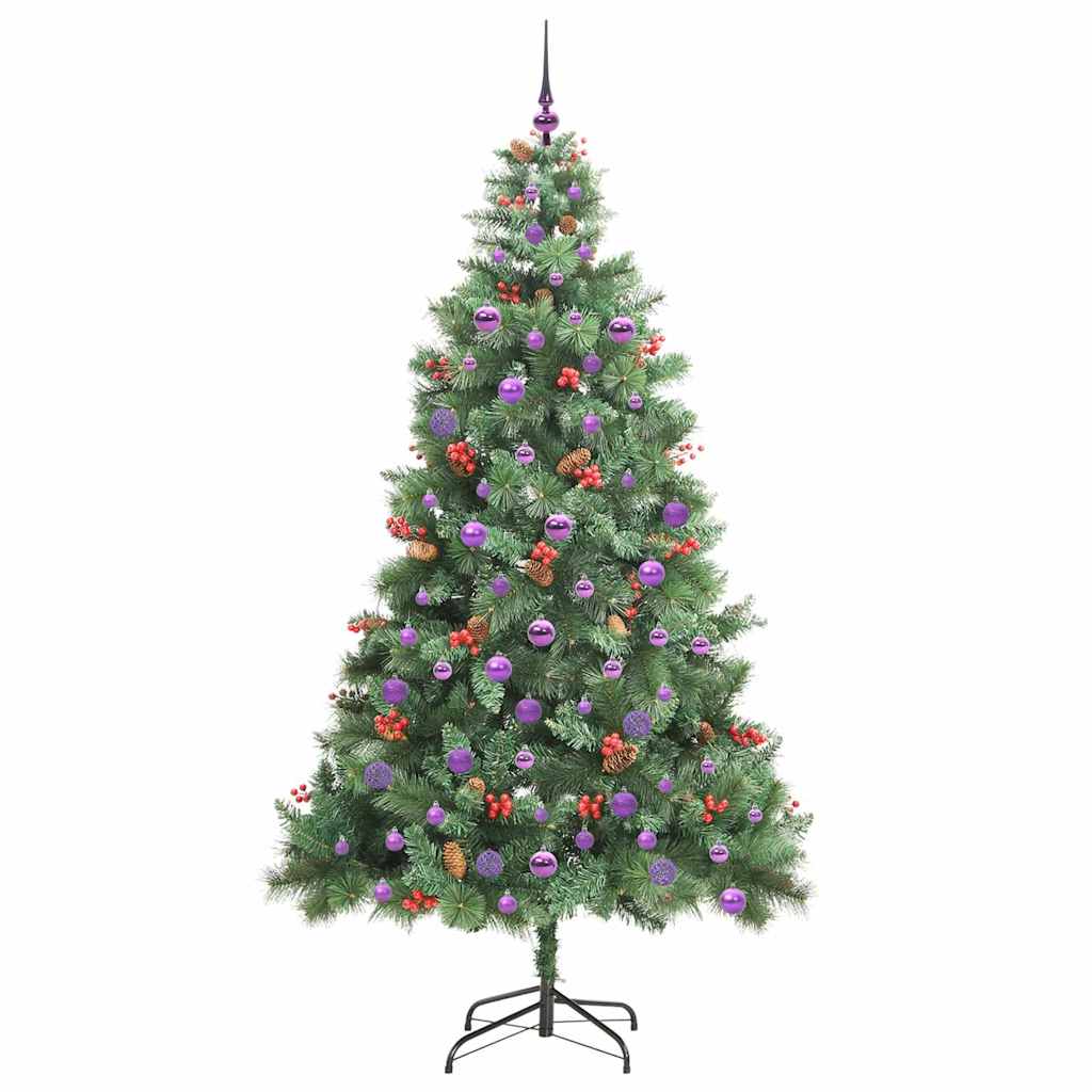 Kunstig juletre med LED -stripelys grønn 210 cm PVC og metall