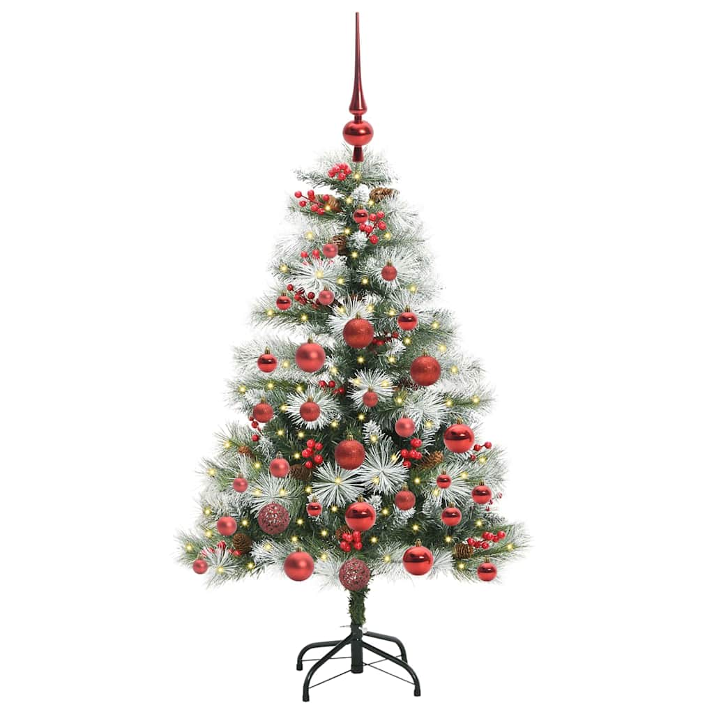 Kunstig juletre Grønn og hvit 120 cm PVC og Metall og Plast