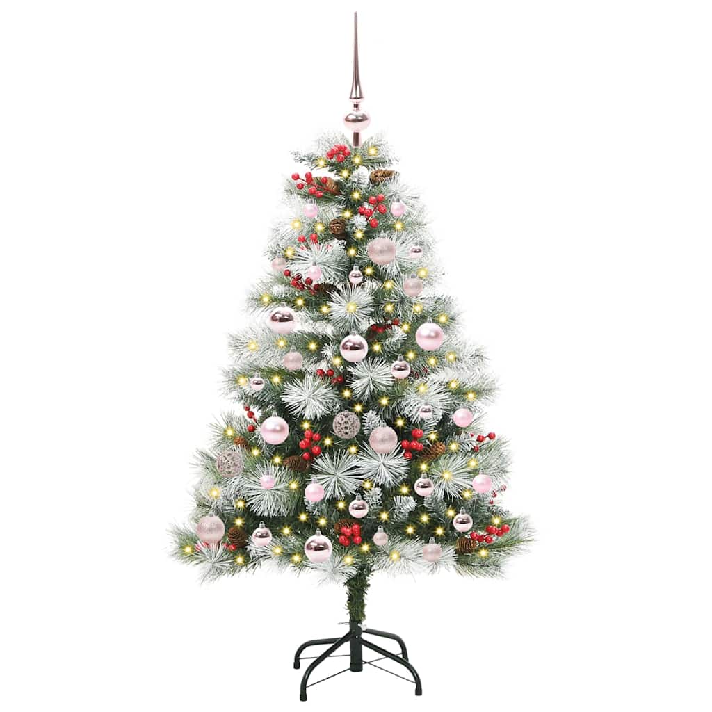 Kunstig juletre Grønn og hvit 120 cm PVC og Metall og Plast