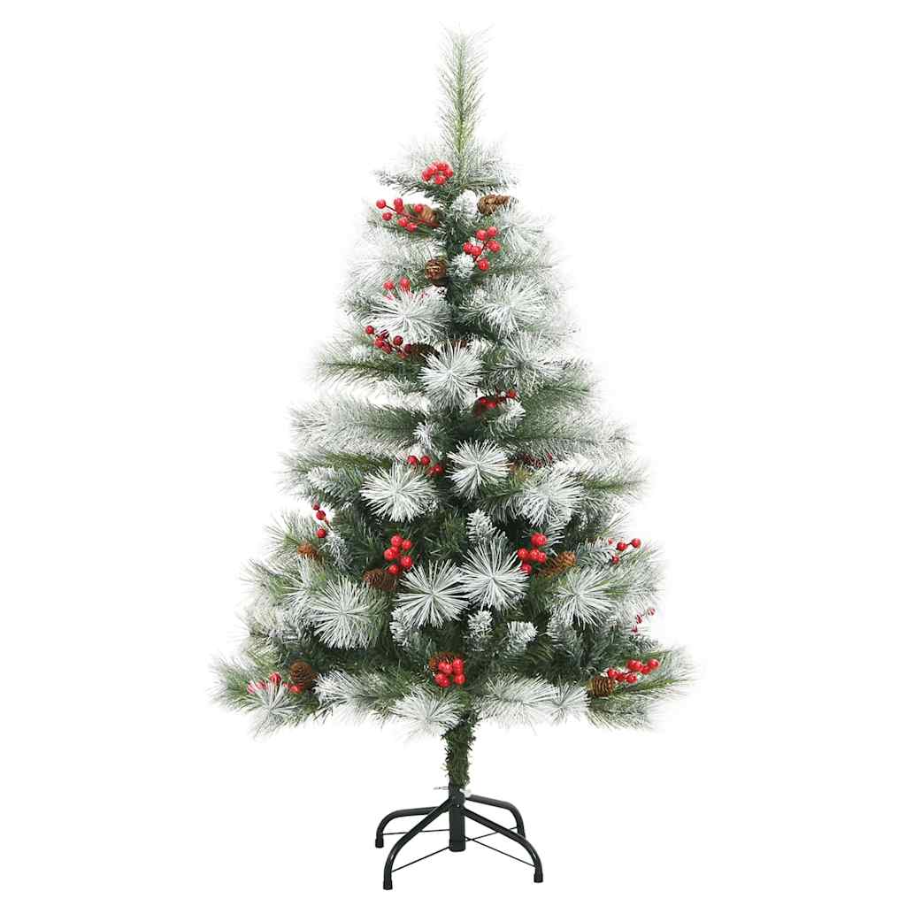 Kunstig juletre Grønn og hvit 120 cm PVC og Metall og Plast