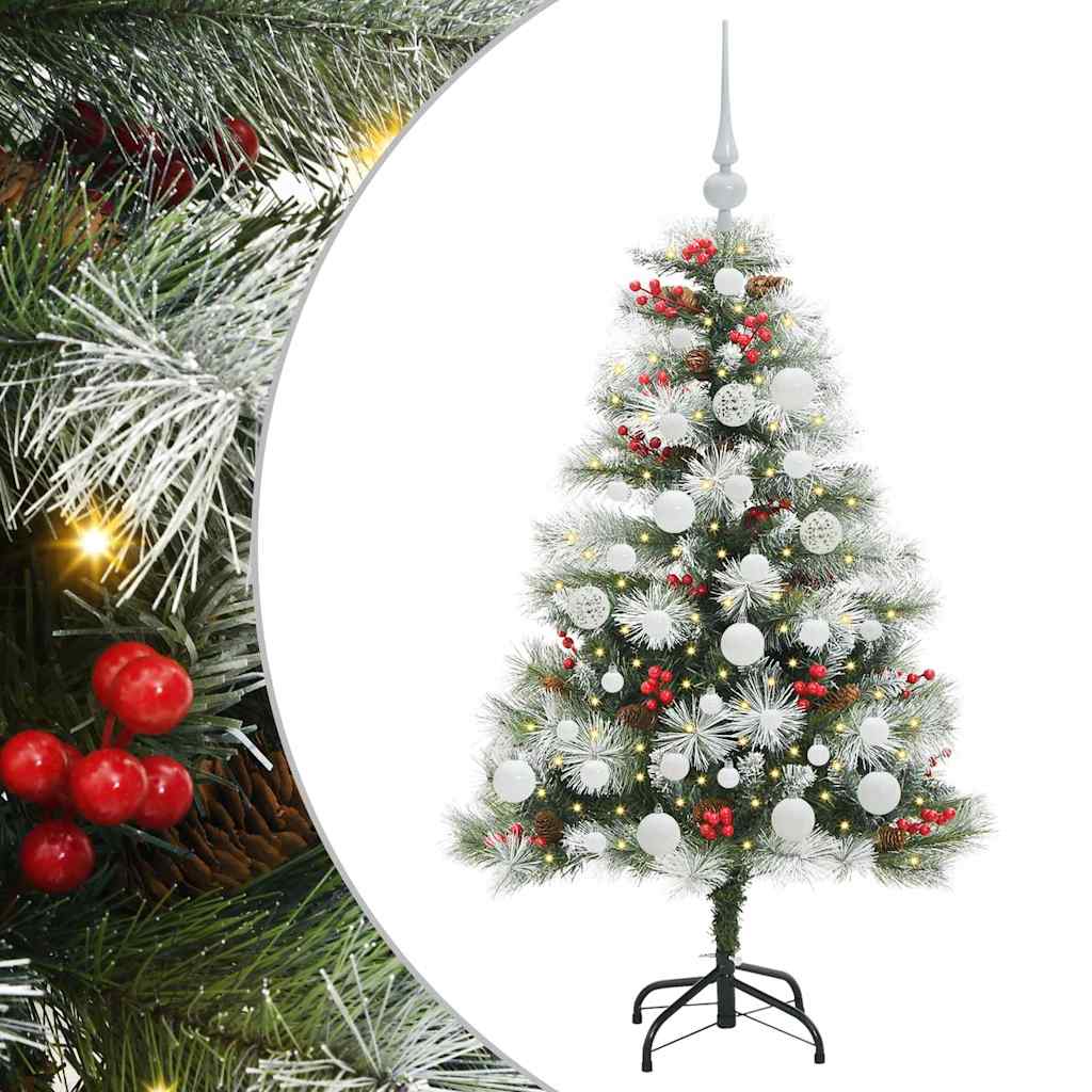 Kunstig juletre Grønn og hvit 120 cm PVC og Metall og Plast