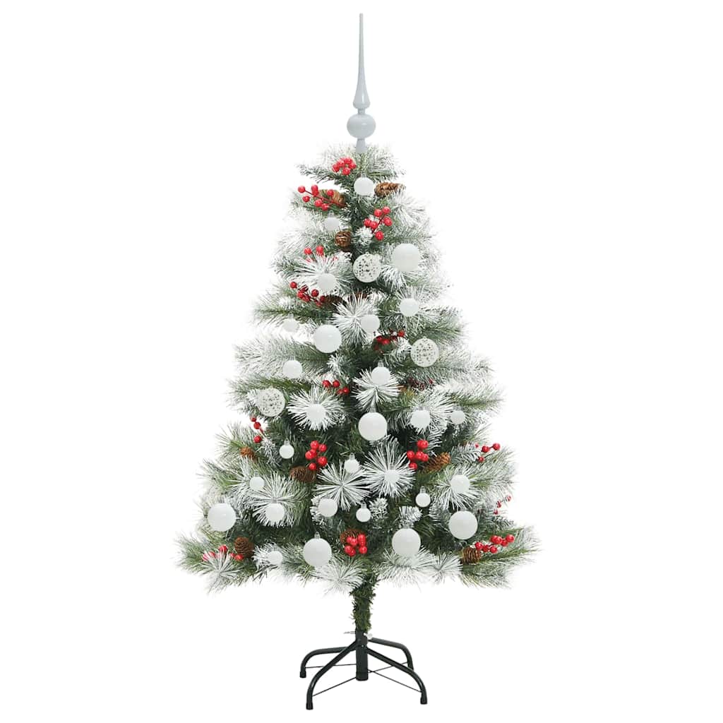 Kunstig juletre Grønn og hvit 120 cm PVC og Metall og Plast
