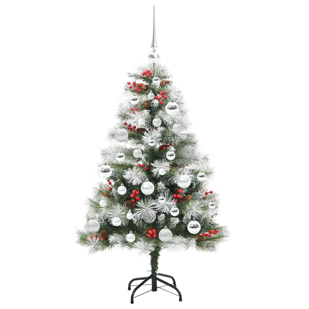 Kunstig juletre Grønn og hvit 120 cm PVC og Metall og Plast