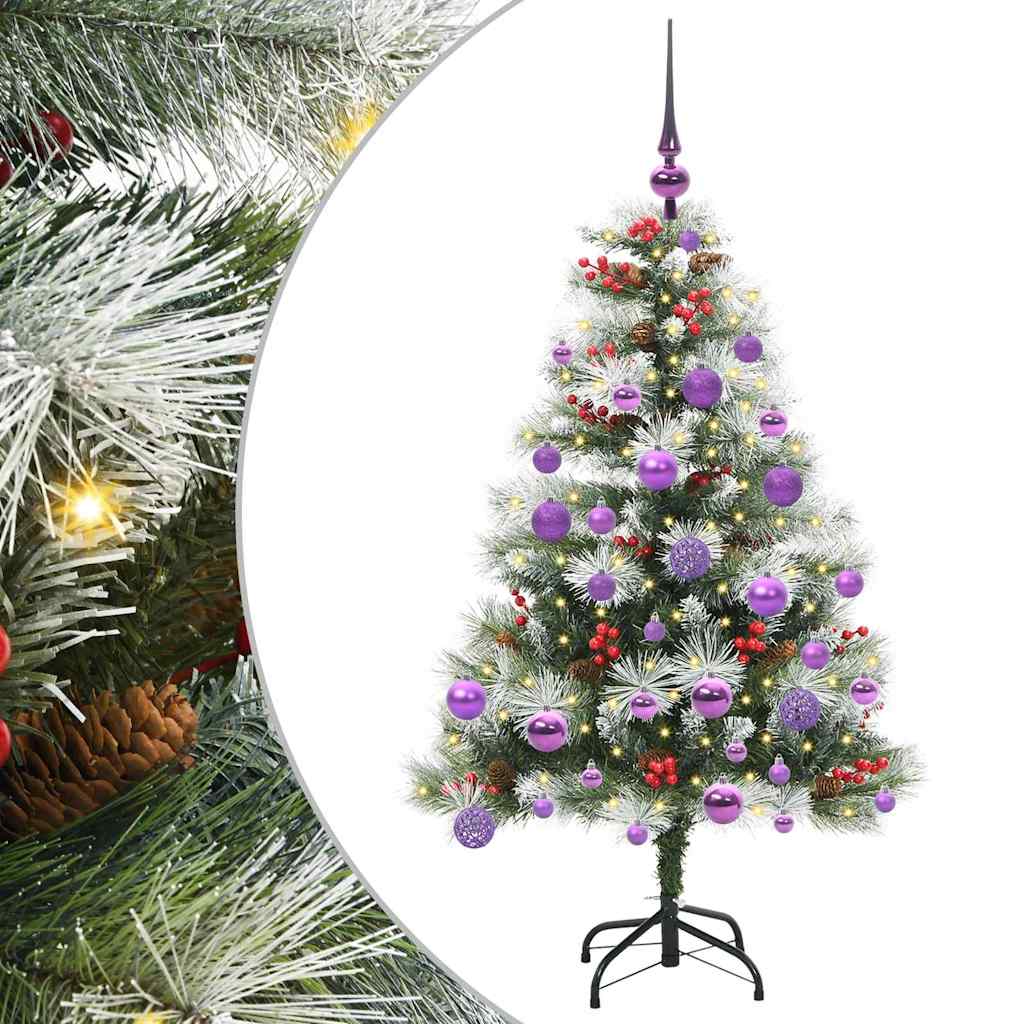 Kunstig juletre Grønn og hvit 120 cm PVC og Metall og Plast