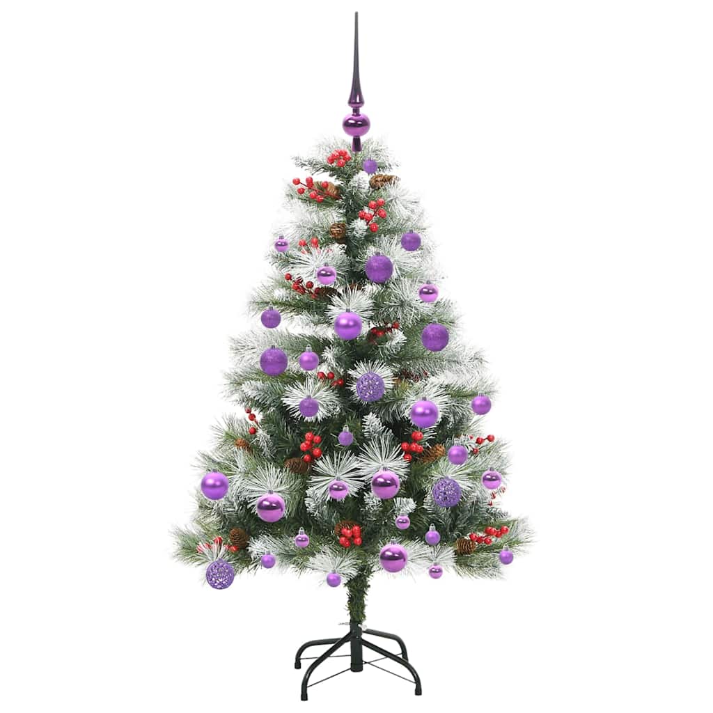 Kunstig juletre Grønn og hvit 120 cm PVC og Metall og Plast