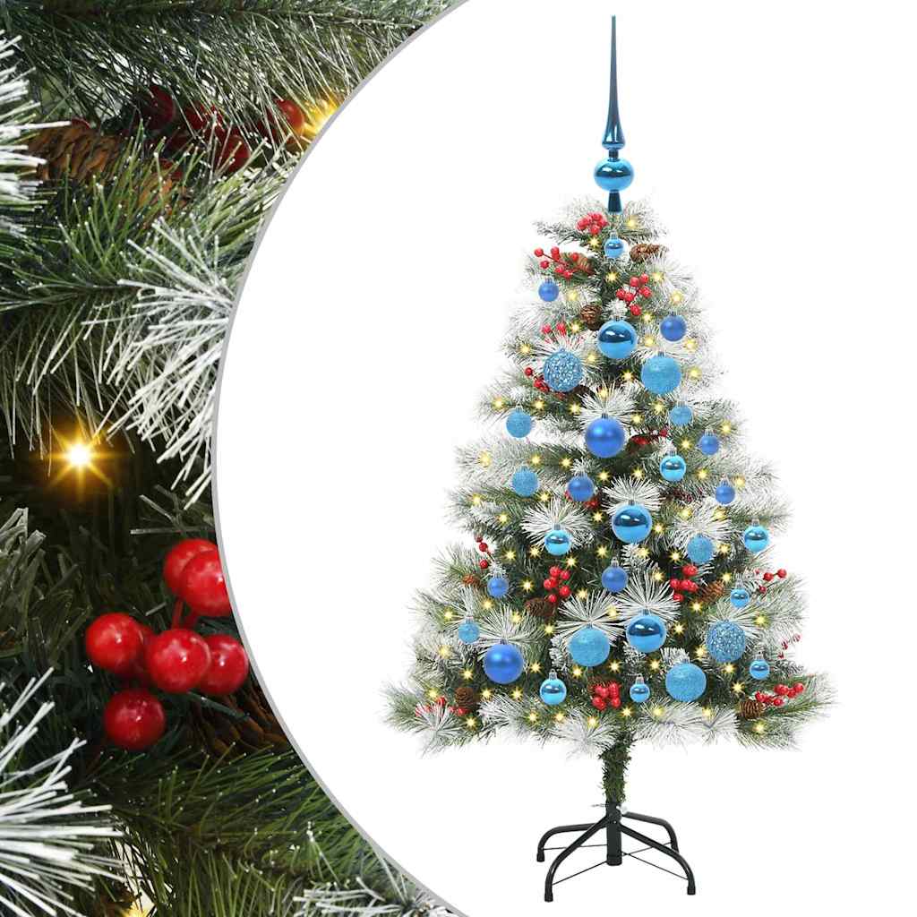 Kunstig juletre Grønn og hvit 120 cm PVC og Metall og Plast