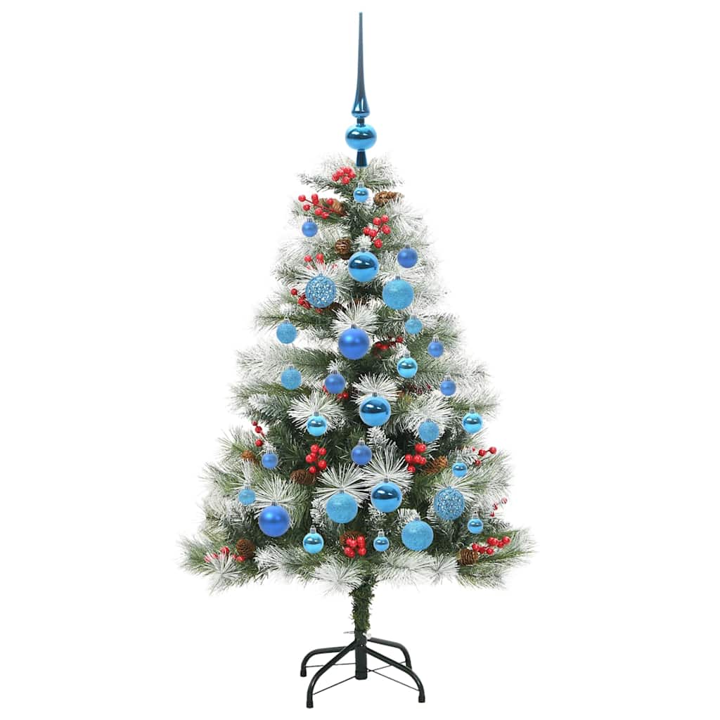 Kunstig juletre Grønn og hvit 120 cm PVC og Metall og Plast