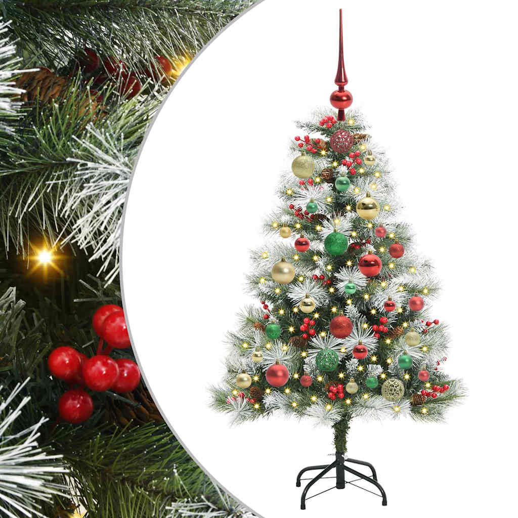 Kunstig juletre Grønn og hvit 120 cm PVC og Metall og Plast