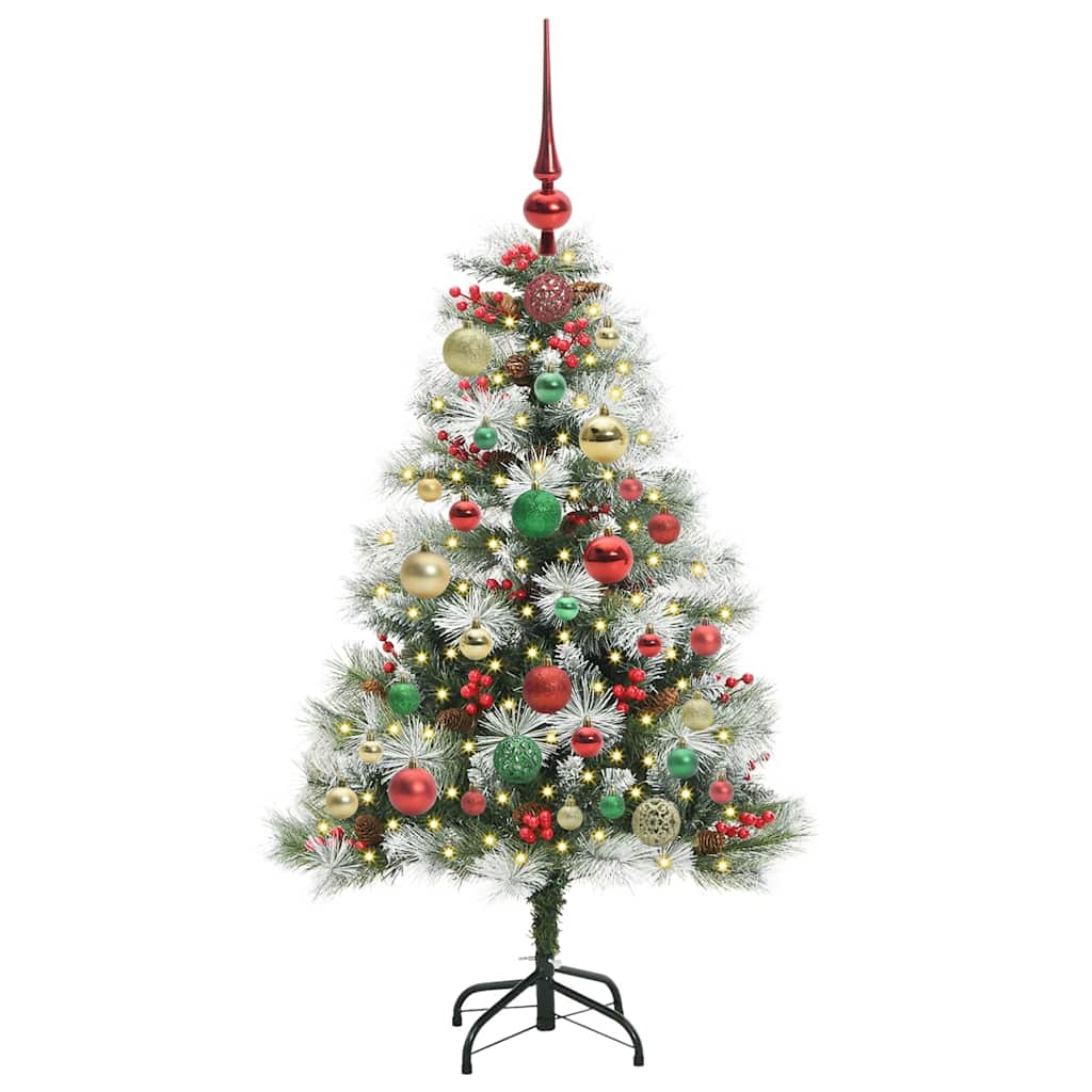 Kunstig juletre Grønn og hvit 120 cm PVC og Metall og Plast