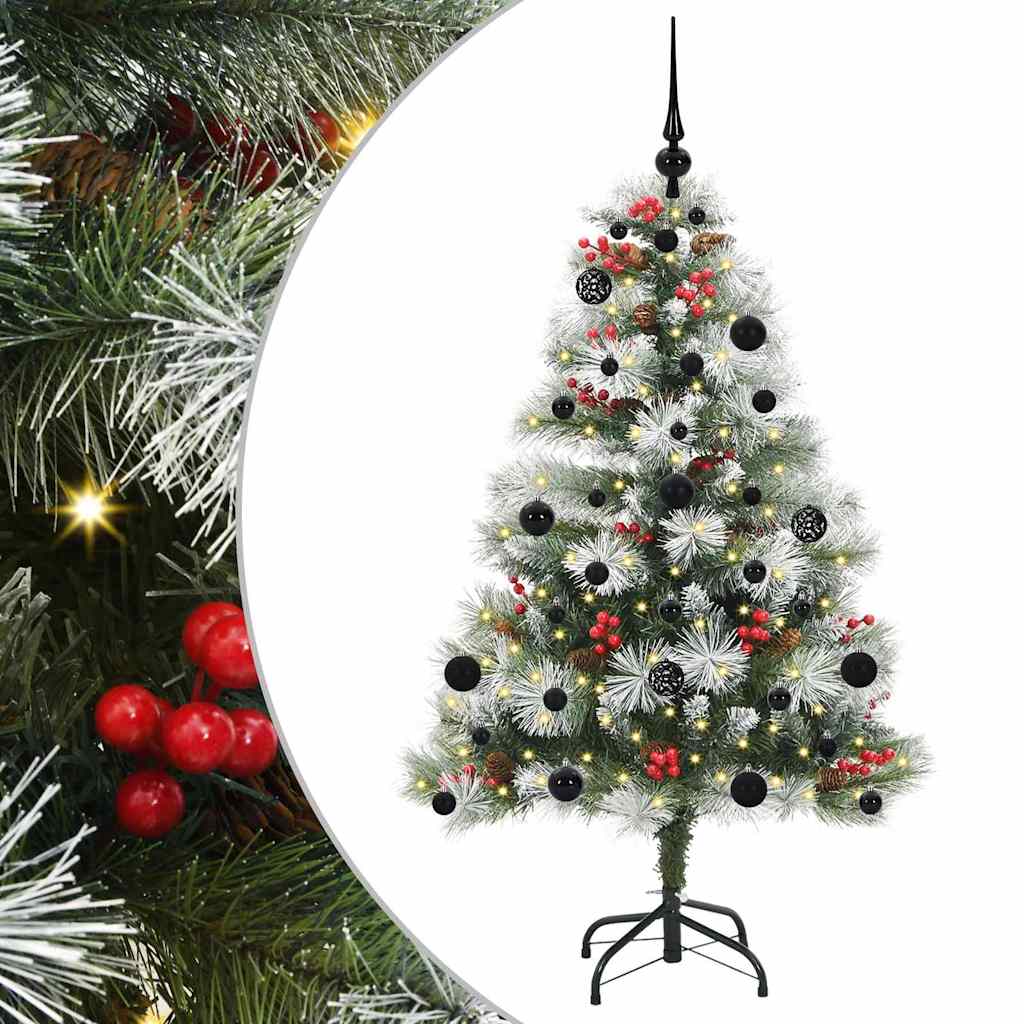 Kunstig juletre Grønn og hvit 150 cm PVC og Metall og Plast