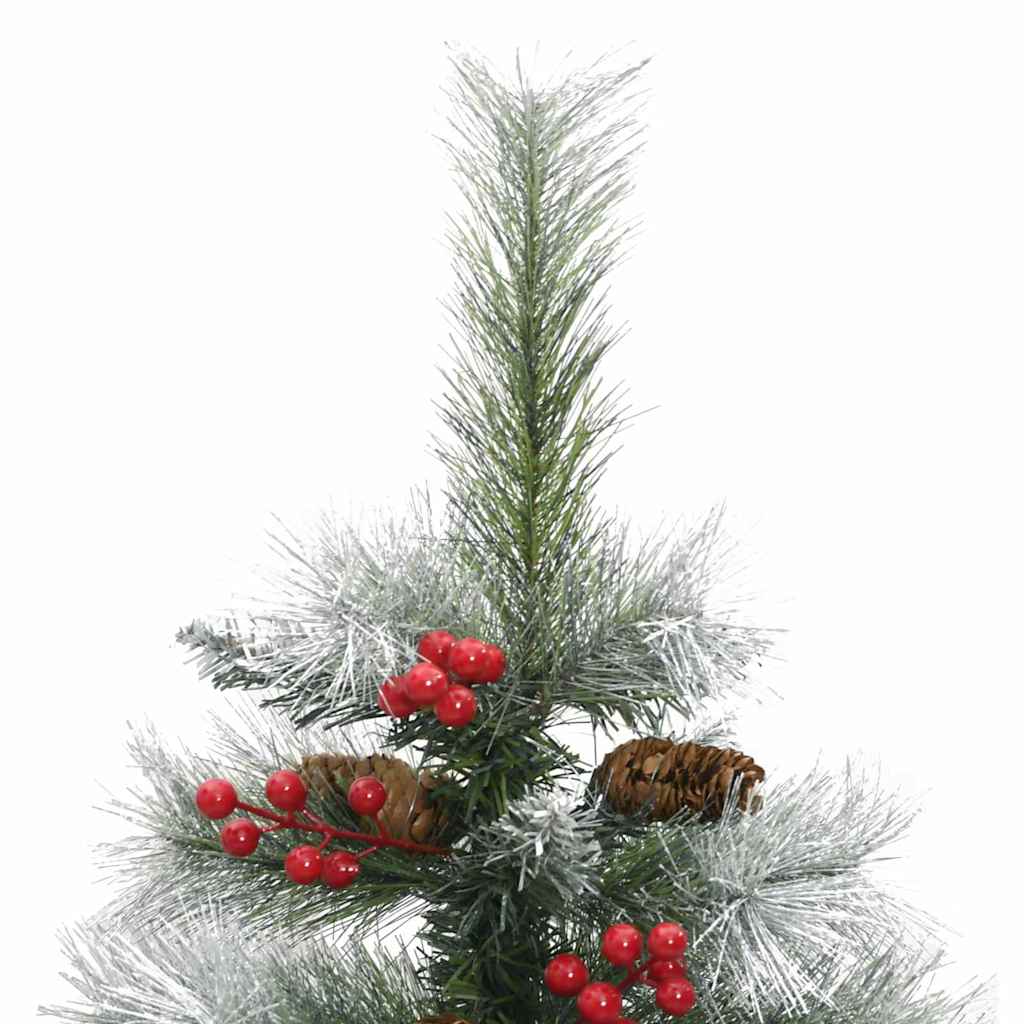 Kunstig juletre Grønn og hvit 150 cm PVC og Metall og Plast