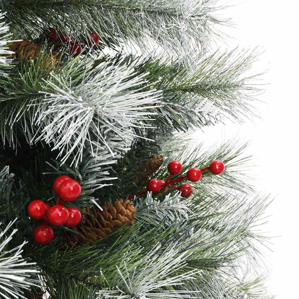Kunstig juletre Grønn og hvit 150 cm PVC og Metall og Plast