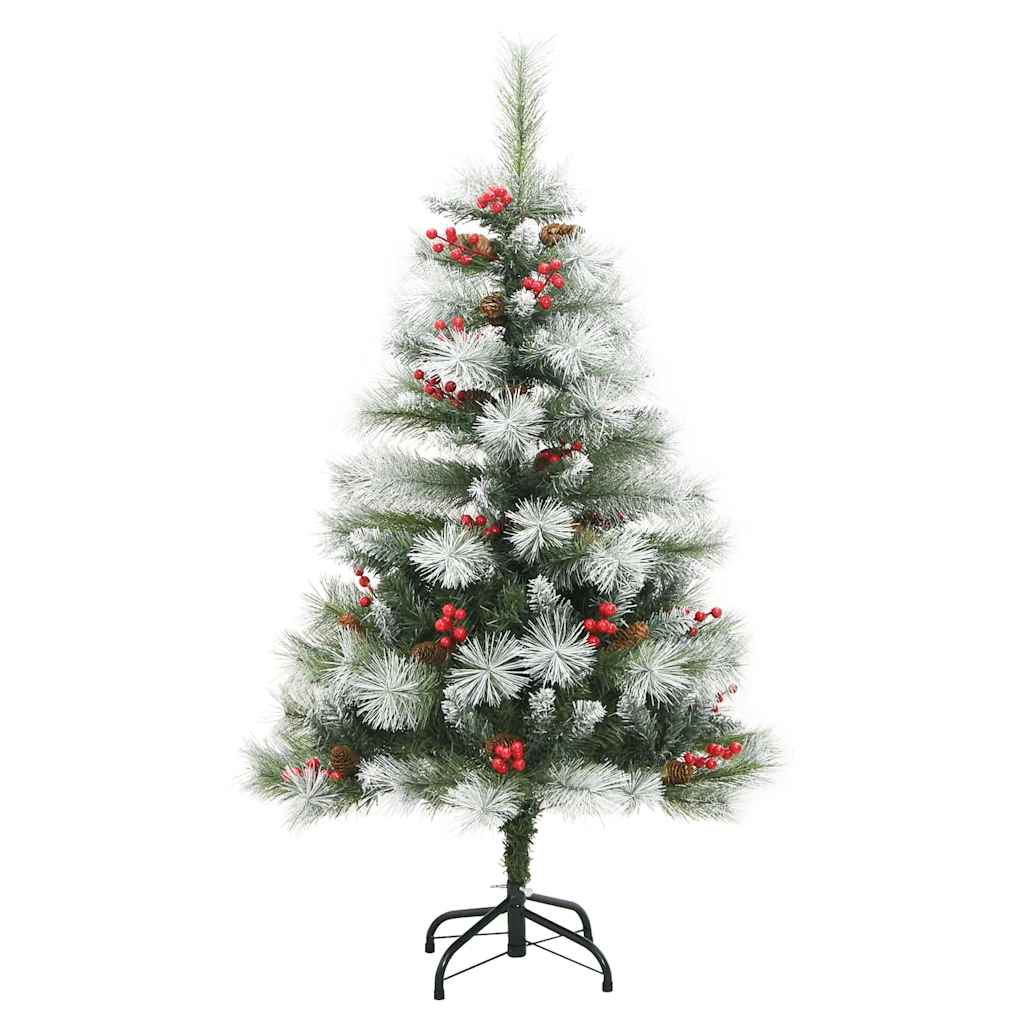 Kunstig juletre Grønn og hvit 150 cm PVC og Metall og Plast
