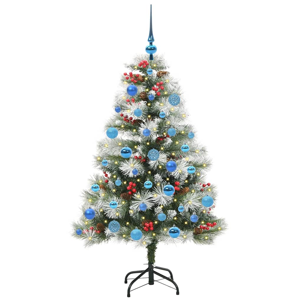 Kunstig juletre Grønn og hvit 150 cm PVC og Metall og Plast