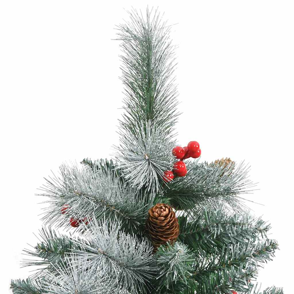Kunstig juletre Grønn og hvit 210 cm PVC og Metall og Plast