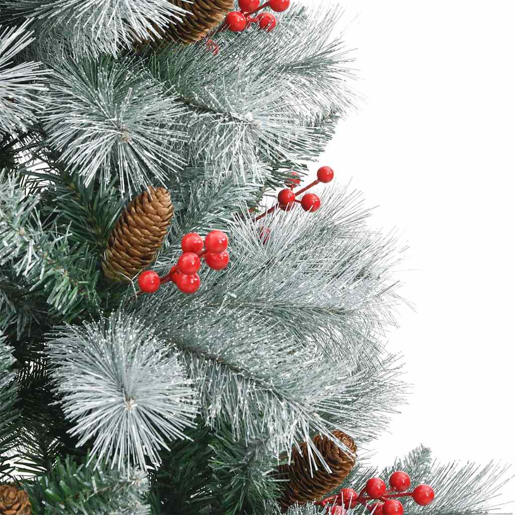 Kunstig juletre Grønn og hvit 210 cm PVC og Metall og Plast