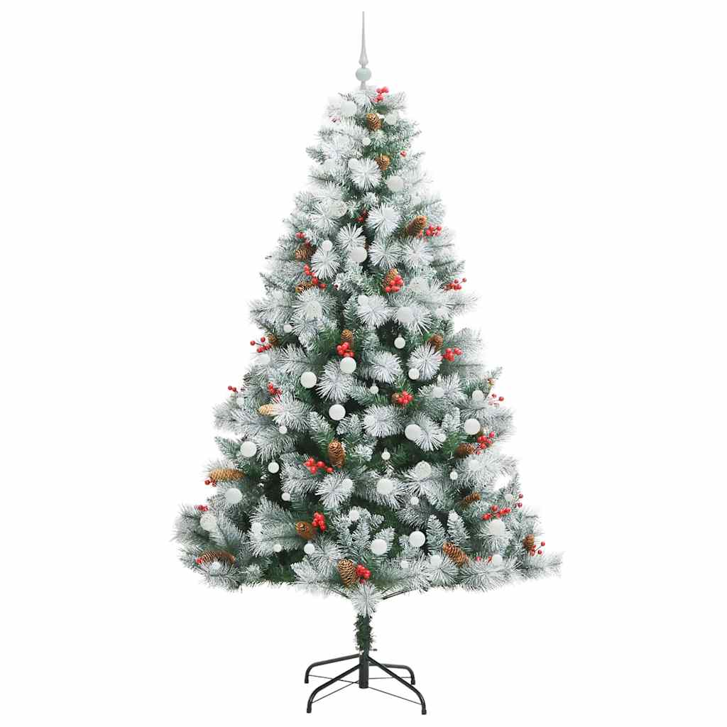 Kunstig juletre Grønn og hvit 240 cm PVC og Metall og Plast
