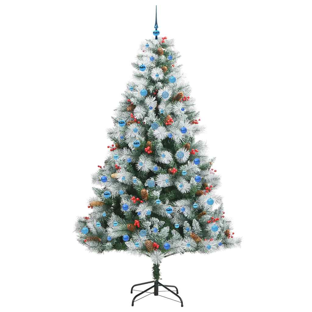Kunstig juletre Grønn og hvit 240 cm PVC og Metall og Plast