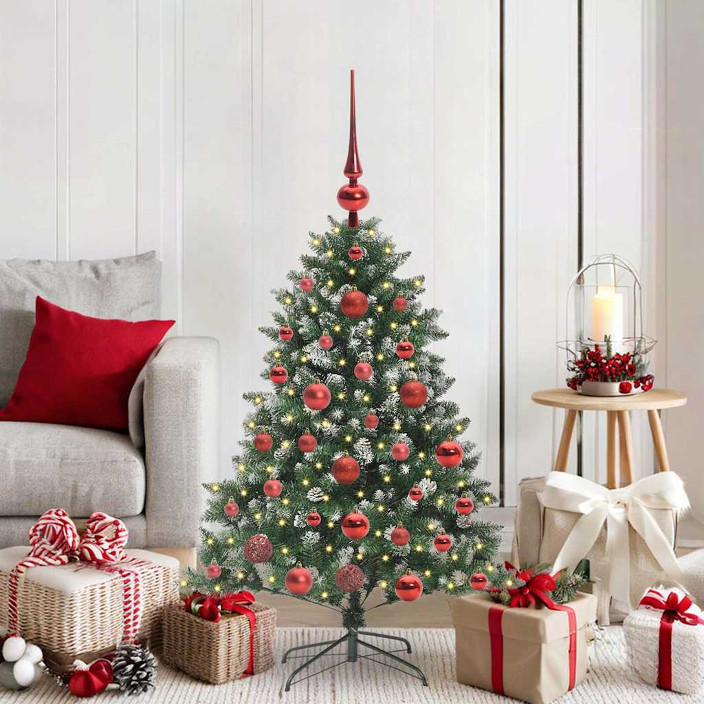 Kunstig juletre med 150 LED grønn 120 cm PVC og plast og stål vidaXL