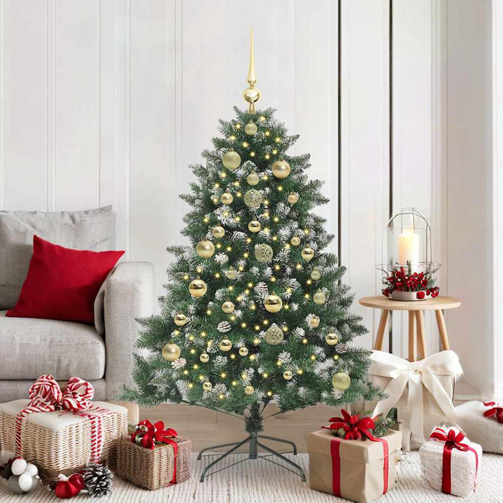 Kunstig juletre med 150 LED grønn 150 cm PVC og plast og stål vidaXL