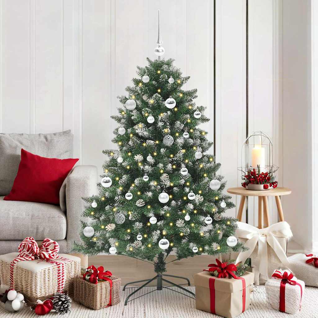 Kunstig juletre med 150 LED grønn 150 cm PVC og plast og stål vidaXL