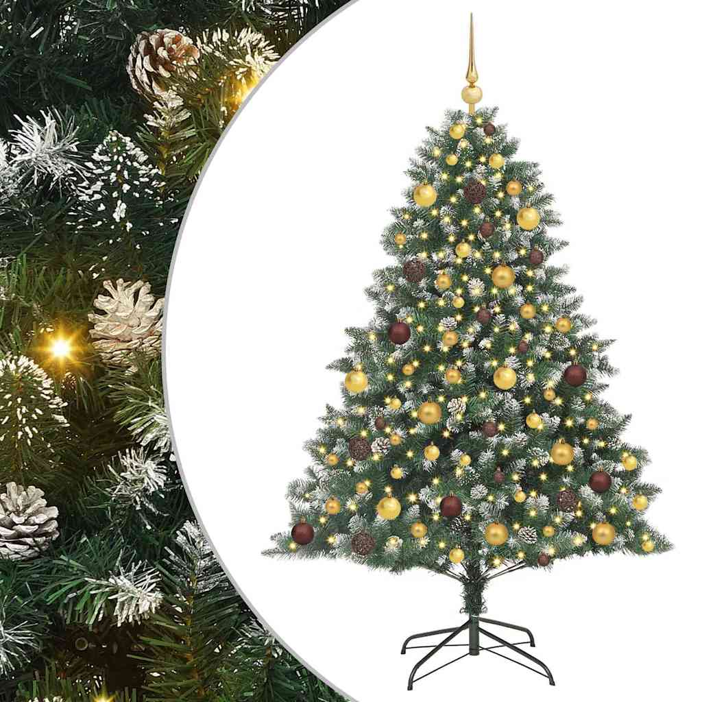 Kunstig juletre med 300 LED grønn 180 cm PVC og plast og stål