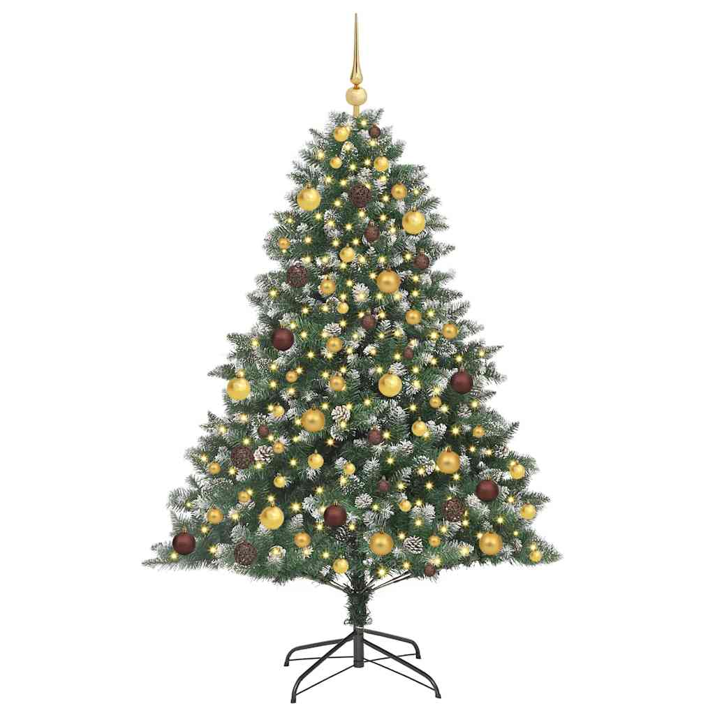 Kunstig juletre med 300 LED grønn 180 cm PVC og plast og stål