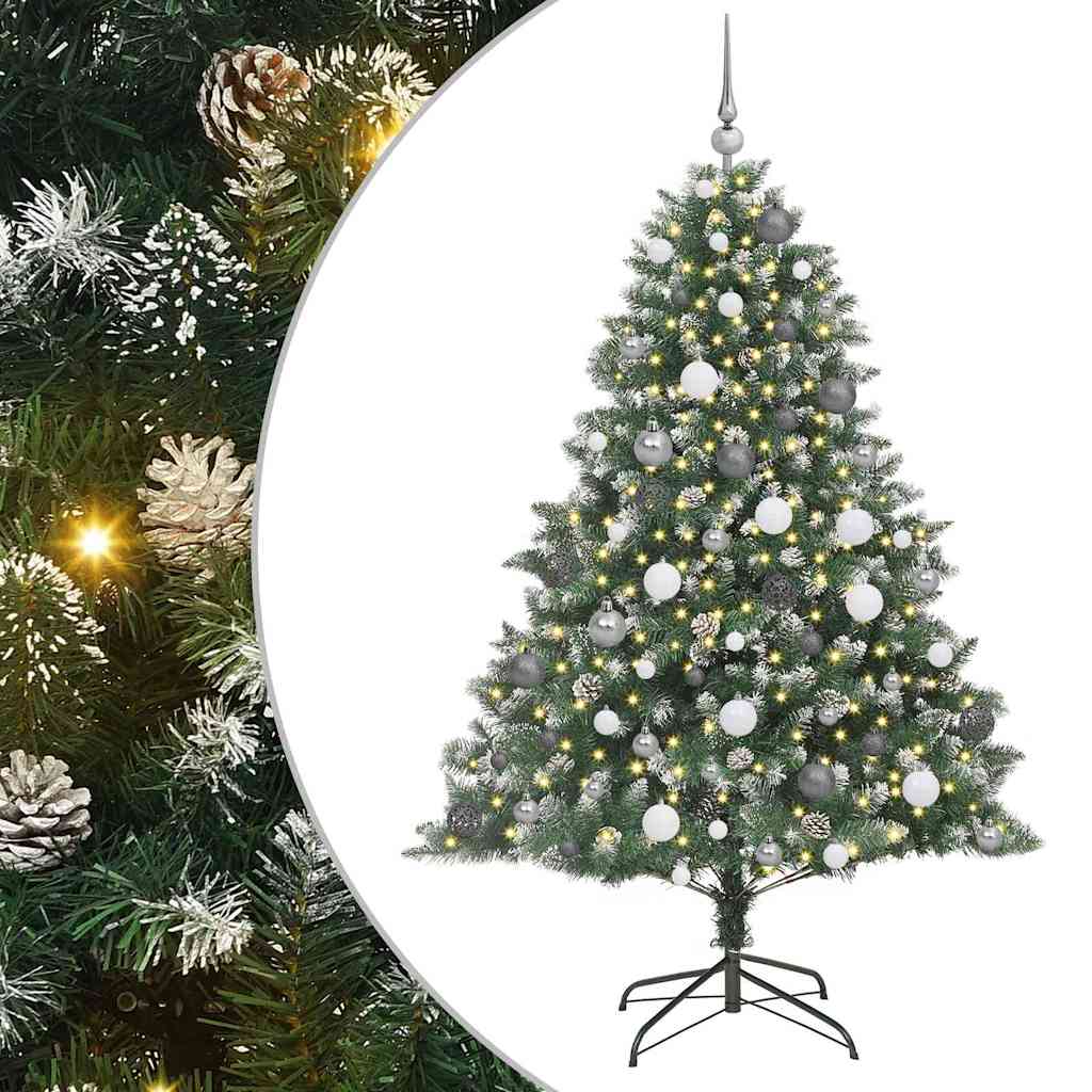 Kunstig juletre med 300 LED grønn 180 cm PVC og plast og stål