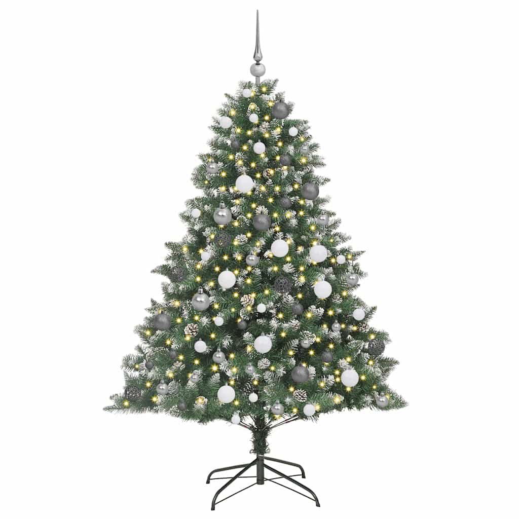 Kunstig juletre med 300 LED grønn 180 cm PVC og plast og stål