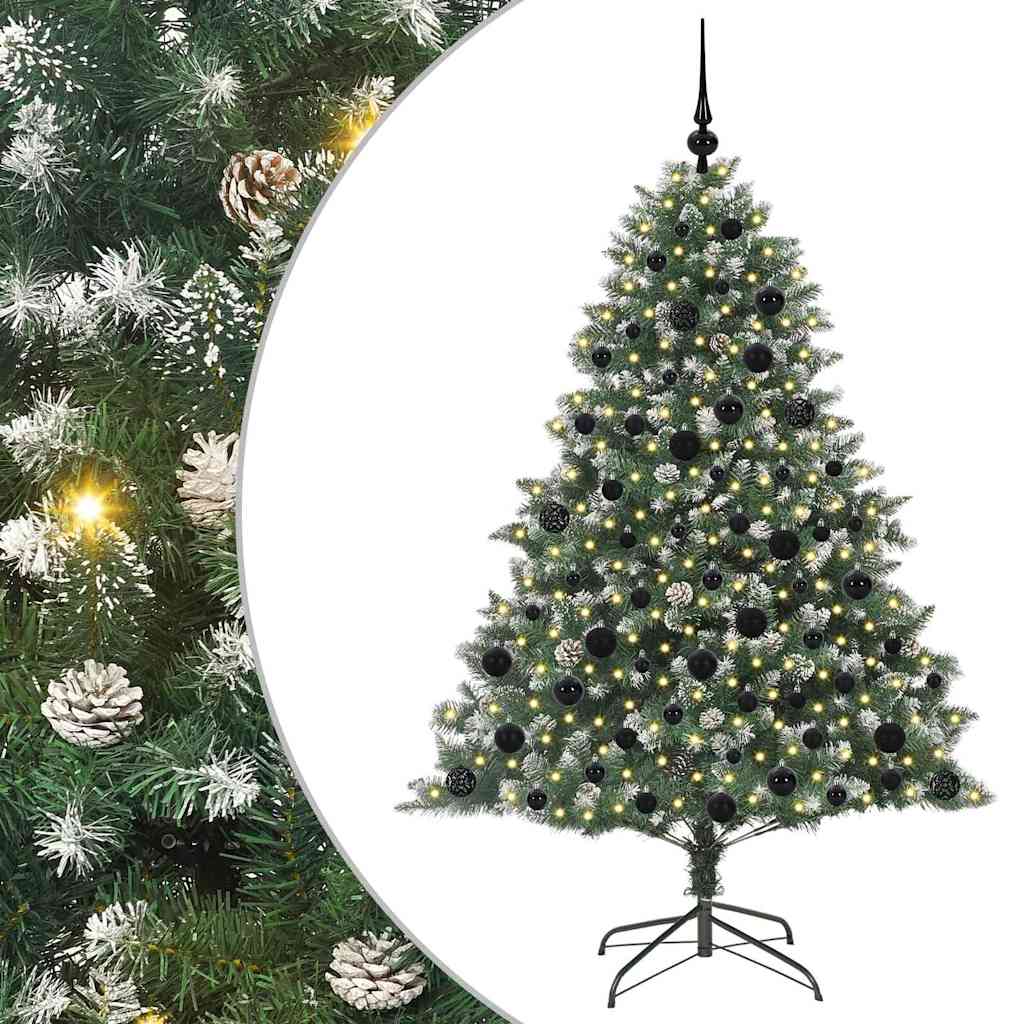 Kunstig juletre med 300 LED grønn 180 cm PVC og plast og stål
