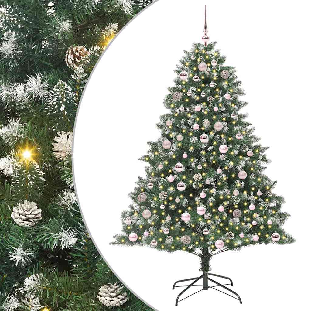 Kunstig juletre med 300 LED grønn 180 cm PVC og plast og stål