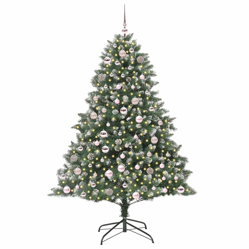 Kunstig juletre med 300 LED grønn 180 cm PVC og plast og stål