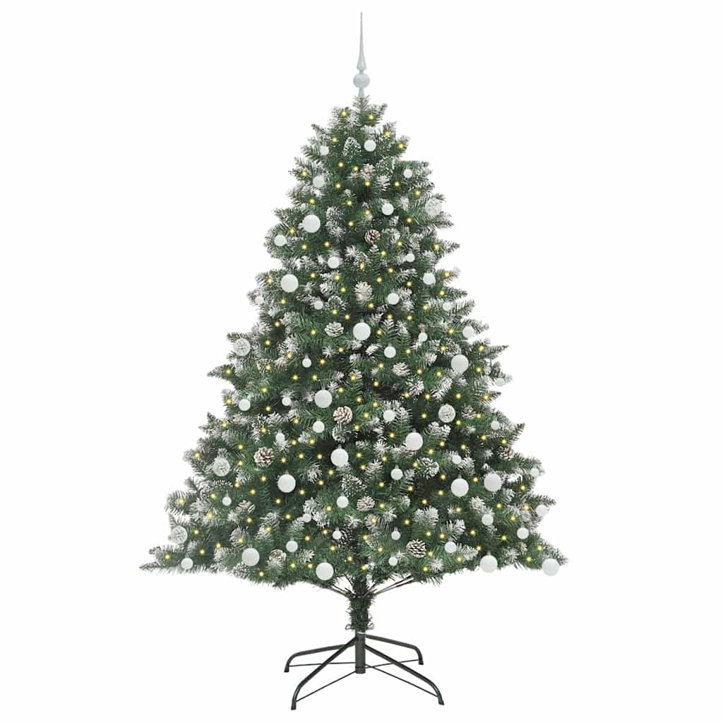 Kunstig juletre med 300 LED grønn 180 cm PVC og plast og stål