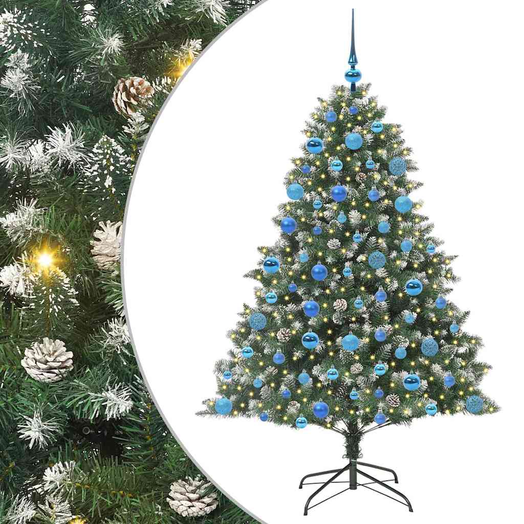 Kunstig juletre med 300 LED grønn 180 cm PVC og plast og stål