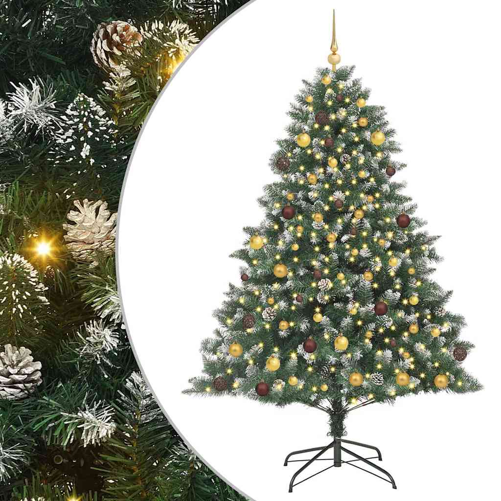 Kunstig juletre med 300 LED grønn 210 cm PVC og plast og stål