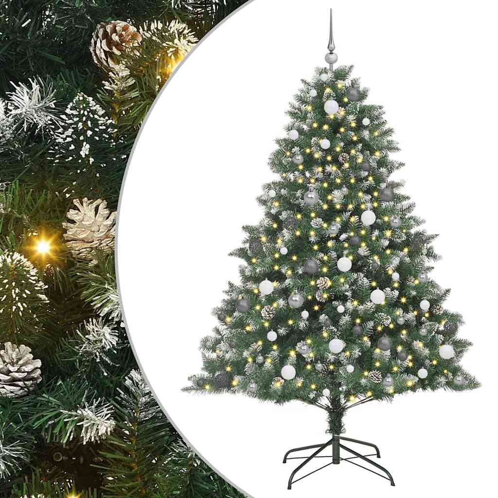 Kunstig juletre med 300 LED grønn 210 cm PVC og plast og stål