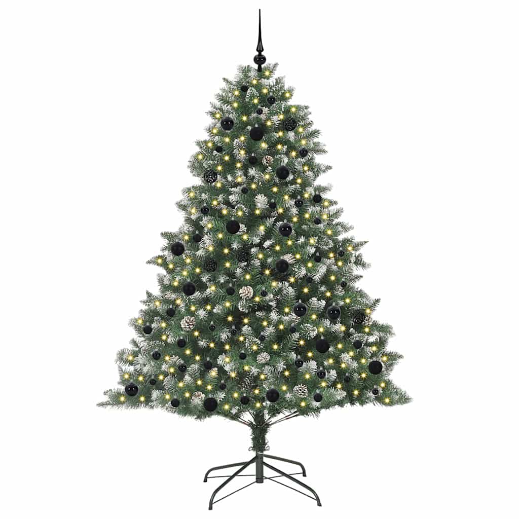 Kunstig juletre med 300 LED grønn 210 cm PVC og plast og stål vidaXL